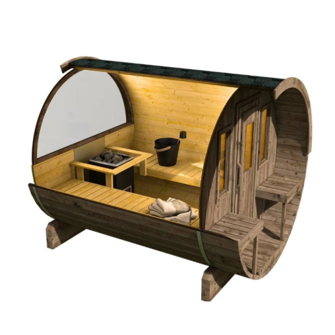 Barrel Sauna 250 (with seated canopy)