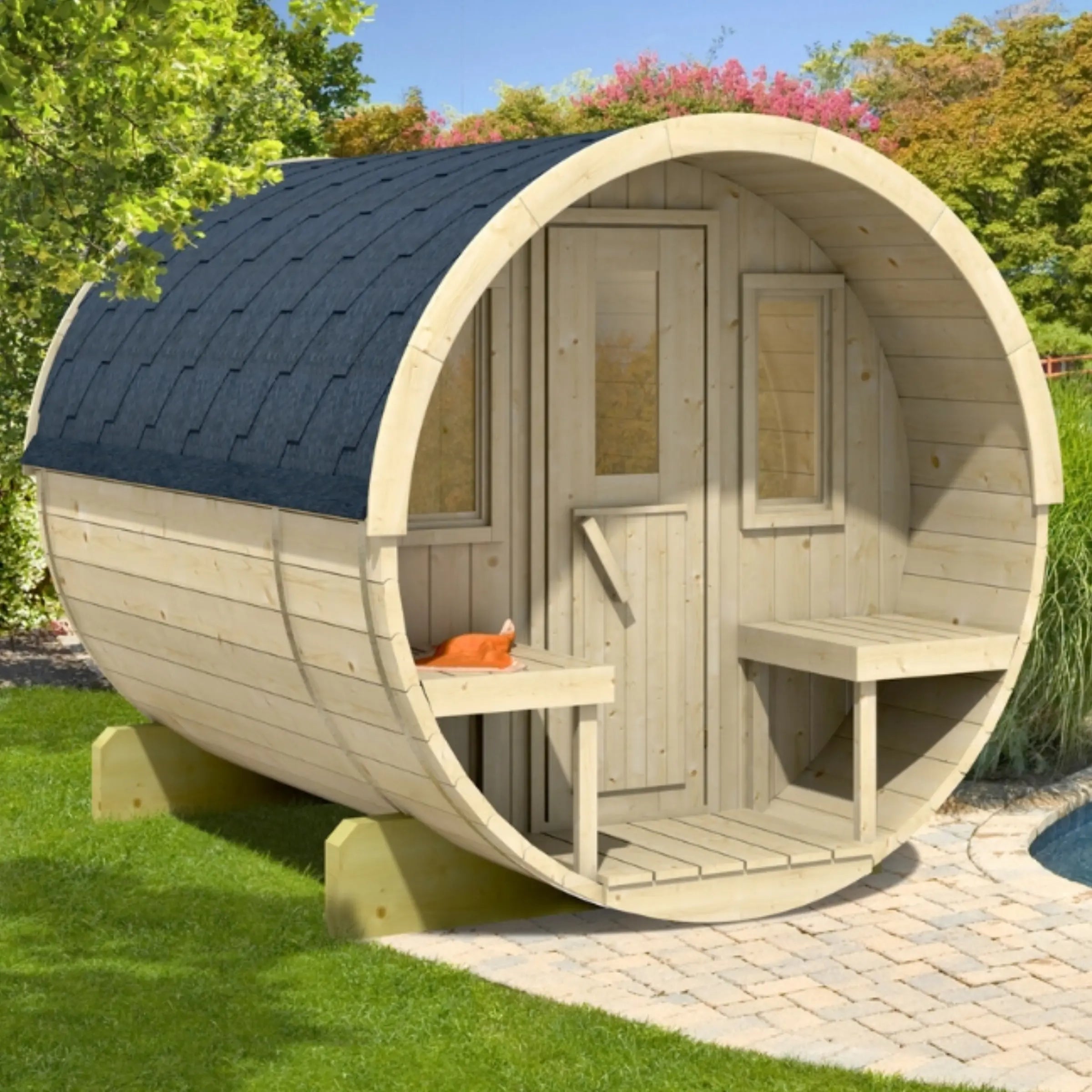 Barrel Sauna 280 (with seated canopy)