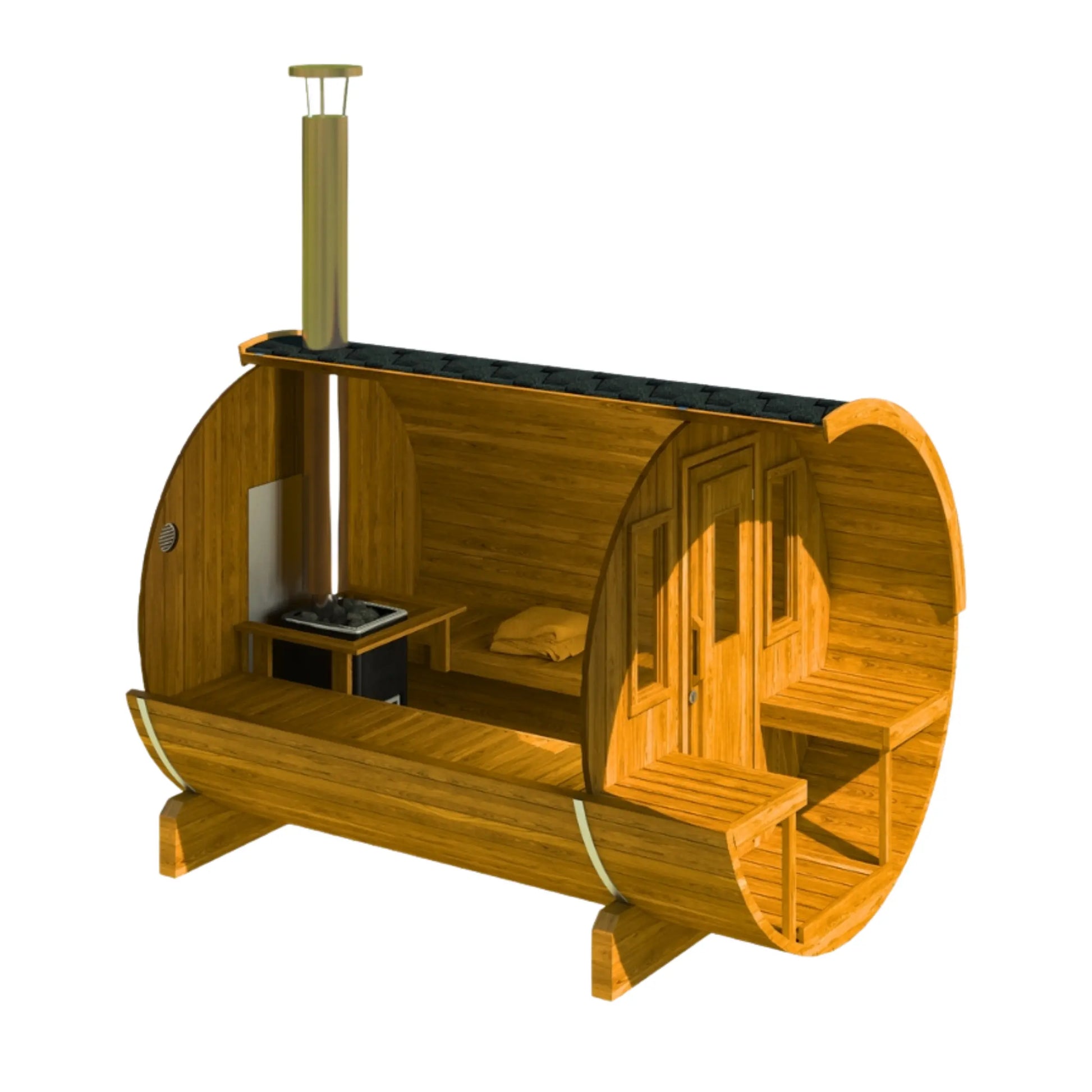 Barrel Sauna 280 (with seated canopy)